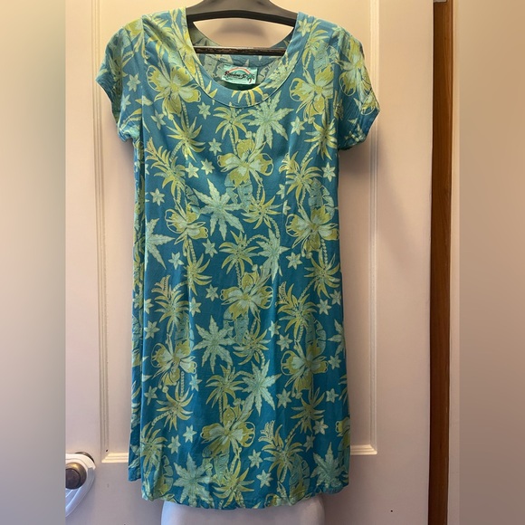 Rainbow Dresses & Skirts - Blue tropical print summer dress